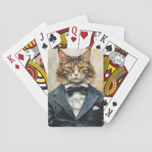 Kat in een pak pokerkaarten