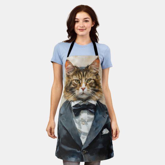 Kat in een pak schort (Gedragen)