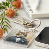 Kat in een pak sleutelhanger (Voorkant Rechts)