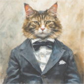 Kat in een pak sticker (Voorkant)