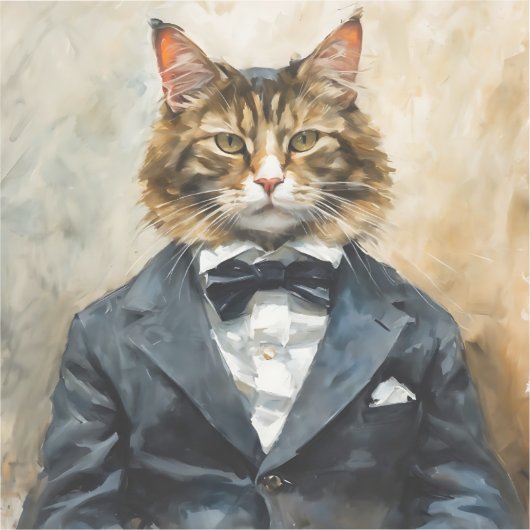 Kat in een pak sticker (Voorkant)