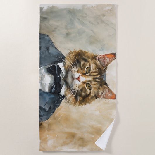 Kat in een pak strandlaken (Voorkant)