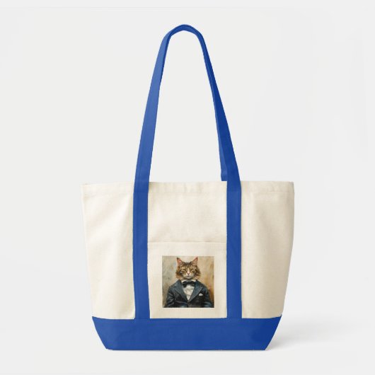 Kat in een pak tote bag (Voorkant)