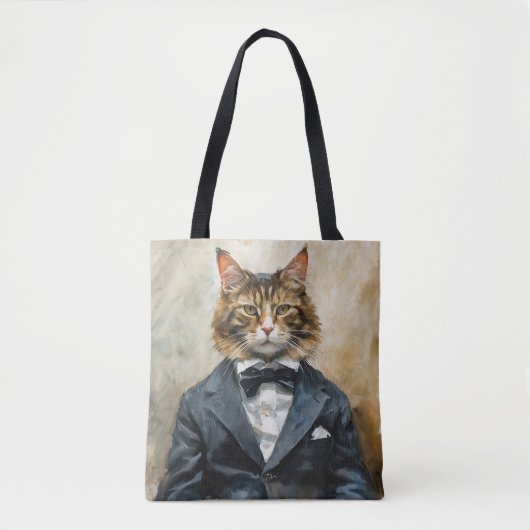 Kat in een pak tote bag (Voorkant)