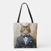 Kat in een pak tote bag (Achterkant)