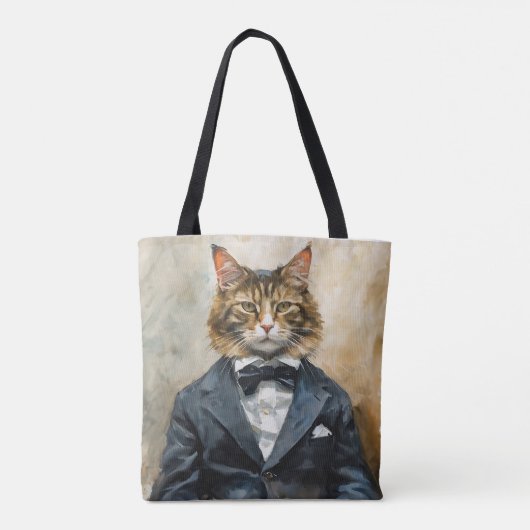 Kat in een pak tote bag (Achterkant)