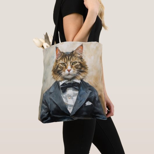 Kat in een pak tote bag (Dichtbij)