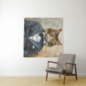 Kat in een pak wandkleed (In Situ (horizontaal))