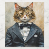 Kat in een pak wijn etiket (Enkel label)