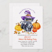 Kat in een Pet met Pompoenen Kaart (Voorkant / Achterkant)