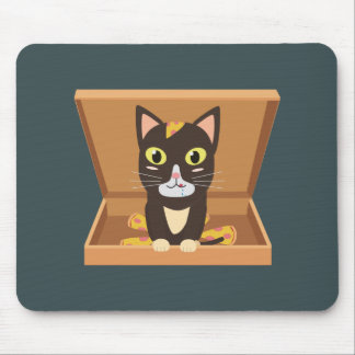 Kat in een pizzadoos muismat