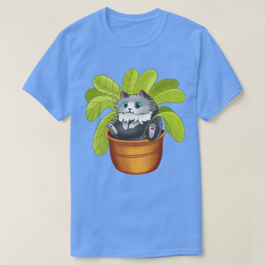 Kat in een Plant T-shirt (Design voorkant)