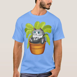 Kat in een Plant T-shirt