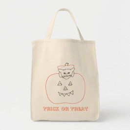 Kat in een pompoen Halloween tekening canvas tasse Tote Bag