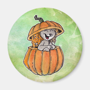 Kat in een pompoen magneet