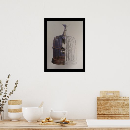 Kat in een Poster voor vogelkooien (Keuken)