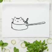 Kat in een Pot Kitchen-handdoek Theedoek (Gevouwen)