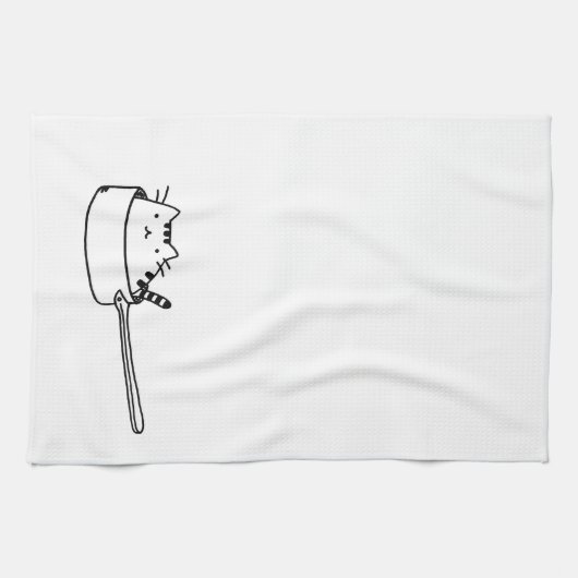 Kat in een Pot Kitchen-handdoek Theedoek (Horizontaal)