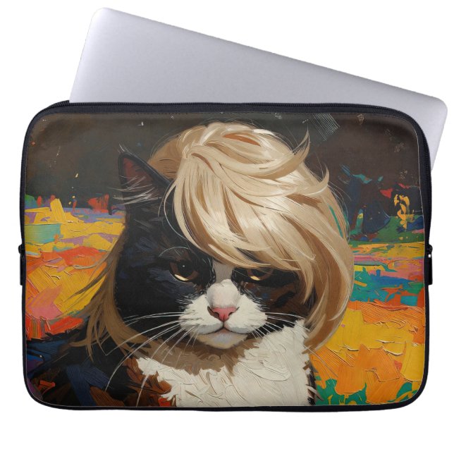 Kat In Een Pruik (#2) Laptop Sleeve (Voorkant)