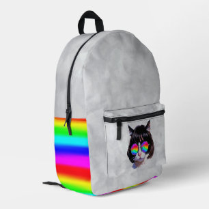 Kat in een Pruik + Zonnebril (Schilderij #1 + RGB) Bedrukte Rugzak