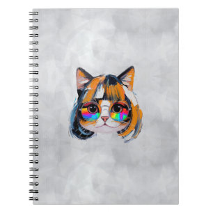 Kat in een Pruik + Zonnebril (Schilderij #2) Notitieboek
