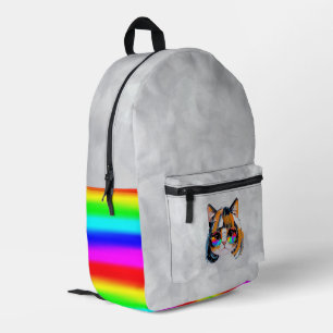 Kat in een Pruik + Zonnebril (Schilderij #2 + RGB) Bedrukte Rugzak
