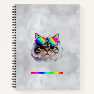 Kat in een Pruik + Zonnebril (Schilderij #3) Notitieboek