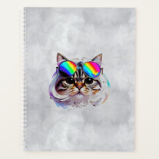 Kat in een Pruik + Zonnebril (Schilderij #3) Planner (Voorkant)
