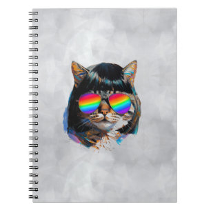 Kat in een Pruik + Zonnebril (Schilderij #5) Notitieboek