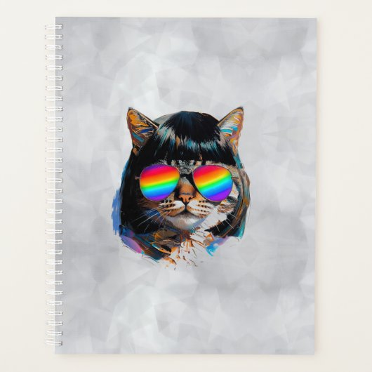 Kat in een Pruik + Zonnebril (Schilderij #5) Planner (Voorkant)