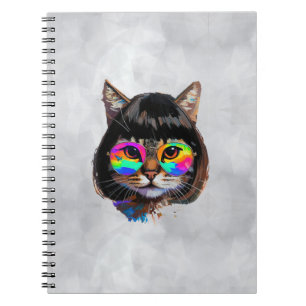 Kat in een Pruik + Zonnebril (Schilderij #9) Notitieboek