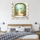 Kat in een raam canvas afdruk (Insitu (Slaapkamer))