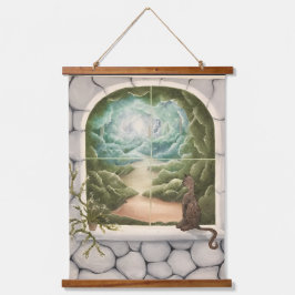 Kat in een Raam Hangend Wandkleed