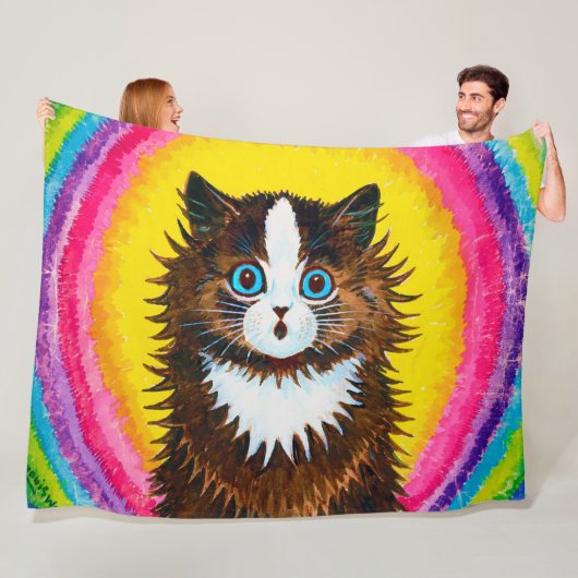 Kat in een regenboog, Louis Wain Fleece Deken (In situ)