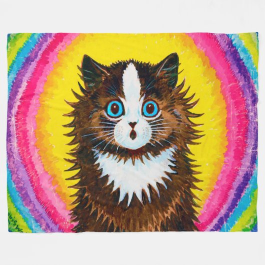 Kat in een regenboog, Louis Wain Fleece Deken (Voorkant (Horizontaal))