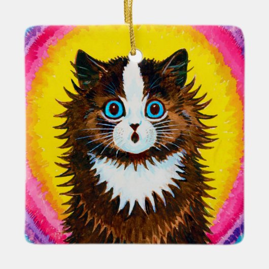 Kat in een regenboog, Louis Wain Keramisch Ornament (Voorkant)