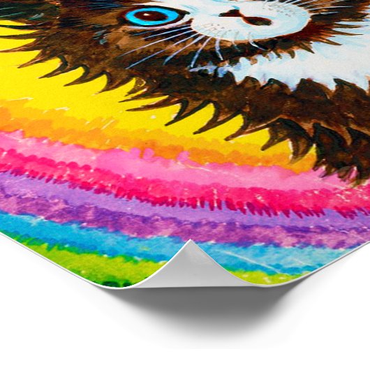 Kat in een regenboog, Louis Wain Poster (Hoek)