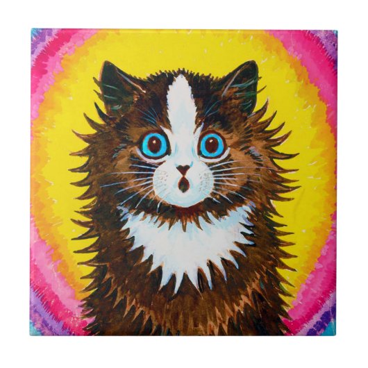 Kat in een regenboog, Louis Wain Tegeltje (Voorkant)