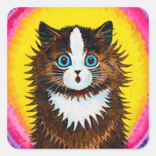 Kat in een regenboog, Louis Wain Vierkante Sticker