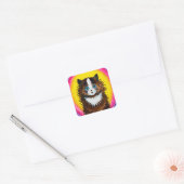 Kat in een regenboog, Louis Wain Vierkante Sticker (Envelop)