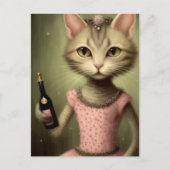 Kat in een roze jurk briefkaart (Voorkant)