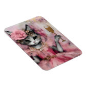 Kat in een roze jurk met een gouden Drink Magneet (Rechterzijde)