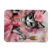 Kat in een roze jurk met een gouden Drink Magneet (Horizontaal)