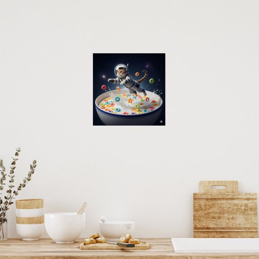 Kat in een ruimtepak poster (Keuken)