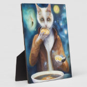 Kat in een springpak die soep uit melkwegstelsels  fotoplaat (Zijkant)