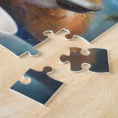 Kat in een springpak die soep uit melkwegstelsels  legpuzzel (Zijkant)