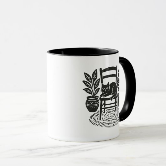 Kat in een stoel mok (Voorkant rechts)