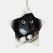 Kat in een tas keramisch ornament (Rechts)