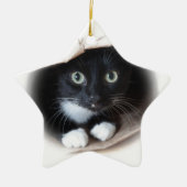 Kat in een tas keramisch ornament (Voorkant)