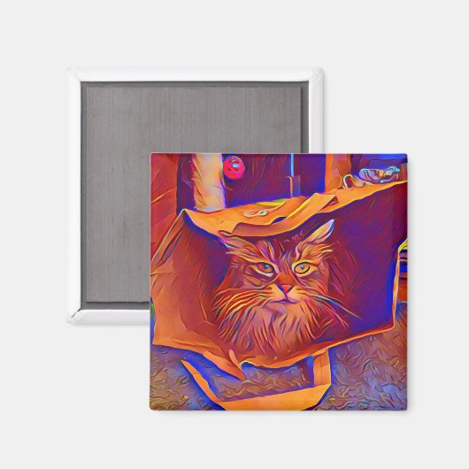 Kat in een tas magneet (Voorkant / Achterkant)
